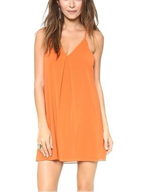 Alice + Olivia Fierra Y-Back Silk Mini Slip Dress in Orange